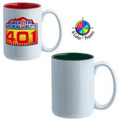 15 Oz. El Grande Mug - 4 Color Process (White/Green Interior)